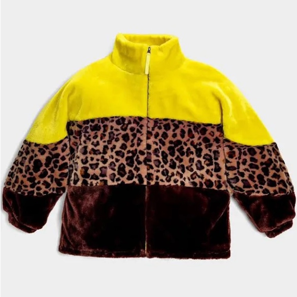 UGG Yellow and Leopard Print Fleece Jacket